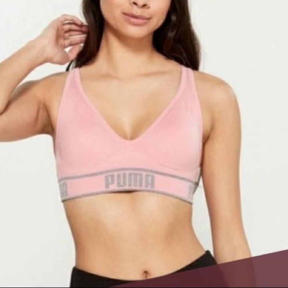 Puma light pink seamless sports logo bra